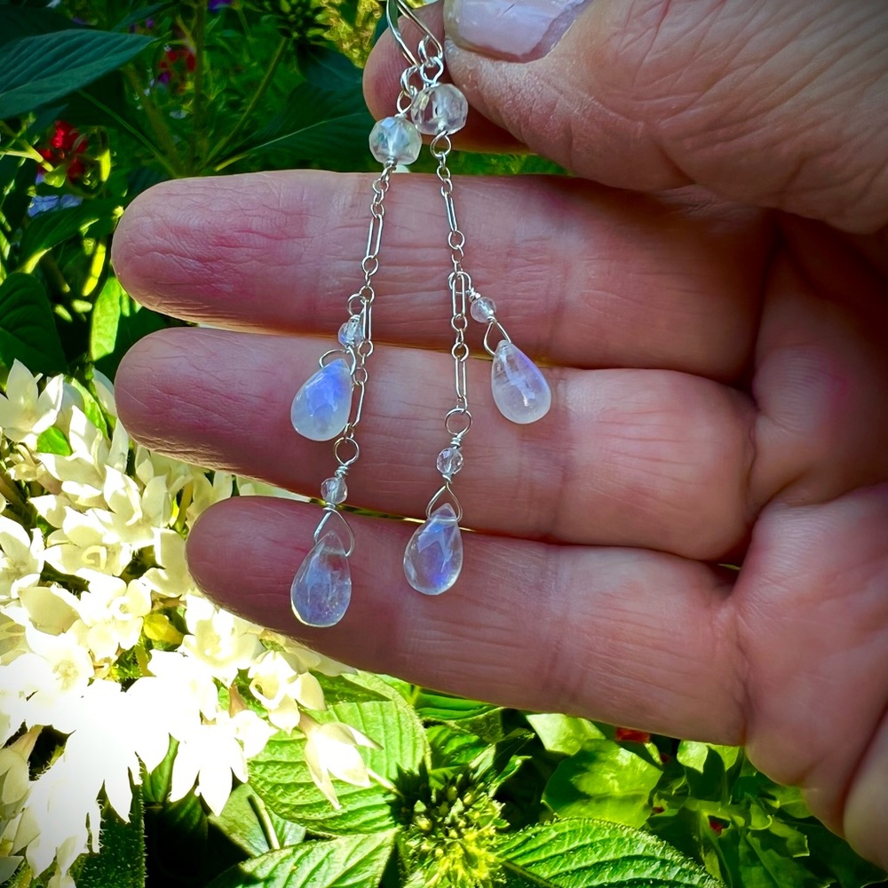 Moonstone and Sterling Silver Drop Earrings